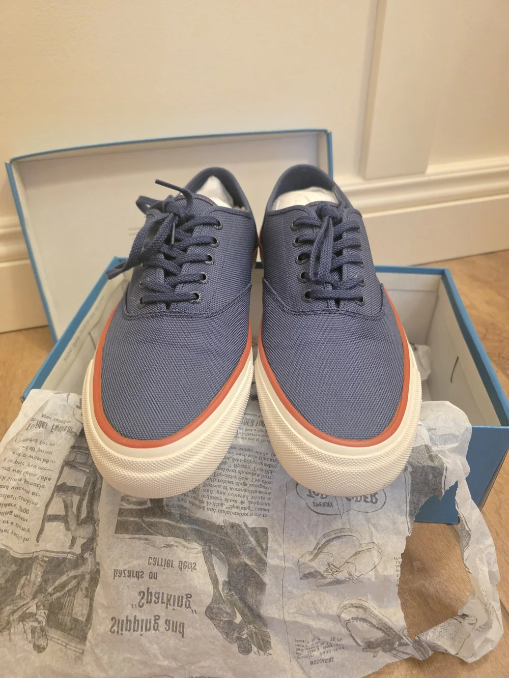 Men's Navy Canvas Boat Shoes - Casual Lace-Up- Size 11